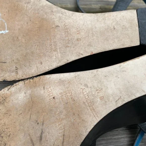 Etienne Aigner Women Shoes Wedge Heel Black Leather Upper Sandal Size 9M - Picture 10 of 12